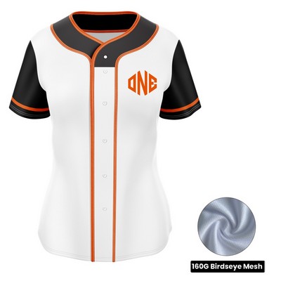 Women's Sublimation Full-Button Baseball Jersey - Birdseye