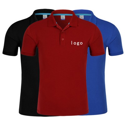 Premium Combed Cotton Polo Shirt Professional Short Sleeve Workwear Breathable Solid Color Collared