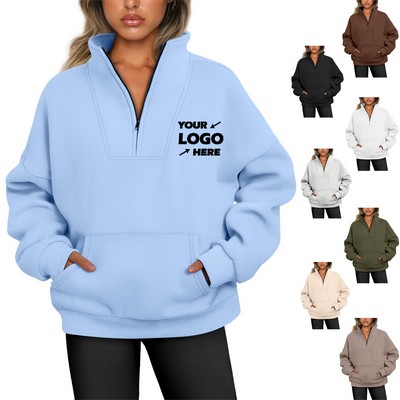 Women's Half Zip Pullover Quarter Zip Oversized Hoodies Sweatshirts