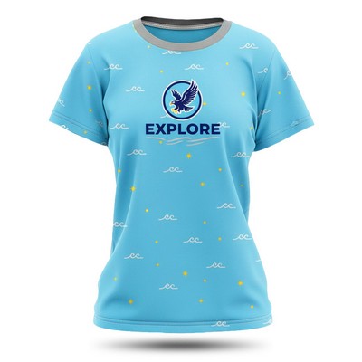 Women's Sublimated Waffle Grid Short Sleeve T Shirt 125GSM