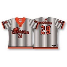 Pinstriped Baseball Jersey w/Contrasting Collar & Sleeves