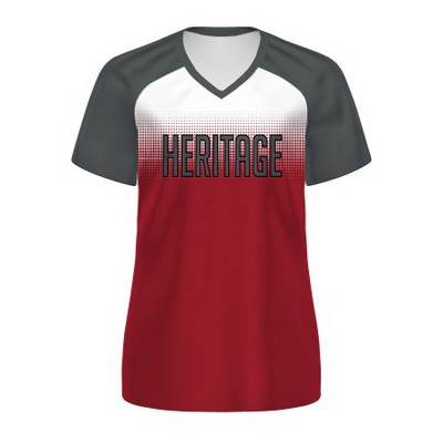 Holloway Ladies' Graphite Gray Sleeve FreeStyle™ Semi-Sublimated Raglan Tee