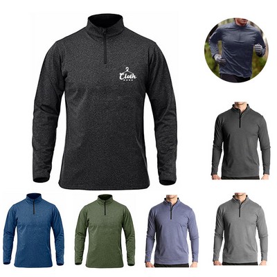 Long Sleeve Sports Shirts Quarter Zip Pullover Outdoor