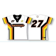 Two Button Up Side Striped Baseball Jersey w/Contrasting Collar