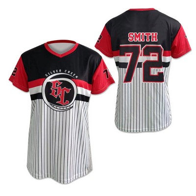 Women's/Girls Softball V-Neck Short Sleeve Mesh Jersey