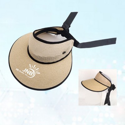 Wide Brim Sun Visor Straw Beach Hats for UV Protection