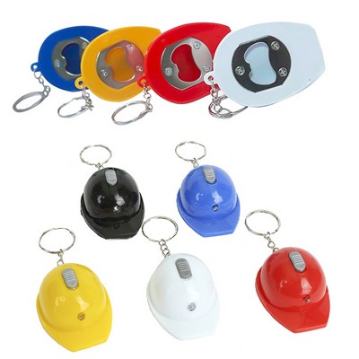 Mini Helmet Shape Bottle Opener Keychain With LED Light