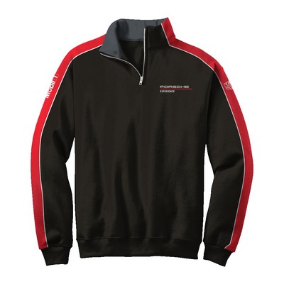 Color Block Sleeve Accent Quarter Zip