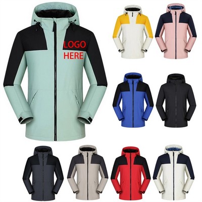 Lightweight Water-Resistant 100% Polyester Packable Hooded Windbreaker Jacket