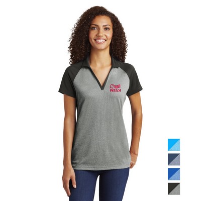 Sport-Tek® Women's PosiCharge® RacerMesh® Raglan Heather Block Embroidered Polo