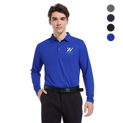 Men's Sport Micro Pique Long Sleeve Polo Shirt