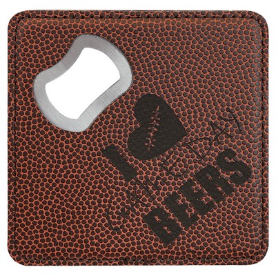Coaster Bottle Opener, Football Faux Leather