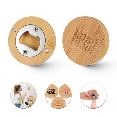 Bamboo Bottle Opener Magnet