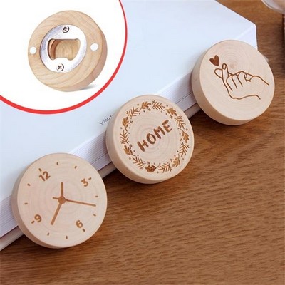 Wooden Bottle Opener & Refrigerator Magnet