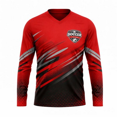 Sublimated Long Sleeve Soccer Jersey Spandex Interlock 180G