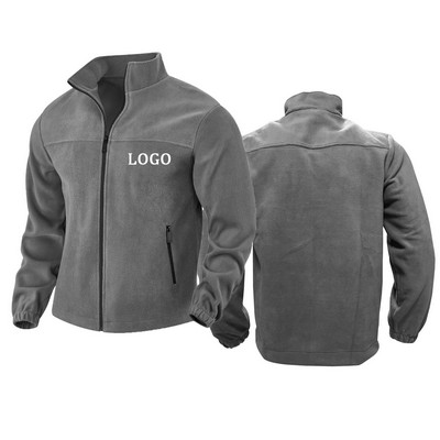 Men'S Soft Polar Fleece Jacket With Pockets