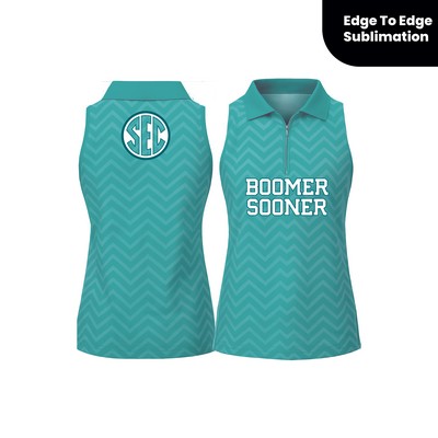 Women's Sleeveless Sublimated Polo Shirt with Zipper