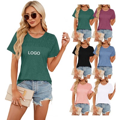 Trendy Summer Blouses Women's Tops Short Sleeve Crewneck T-Shirts