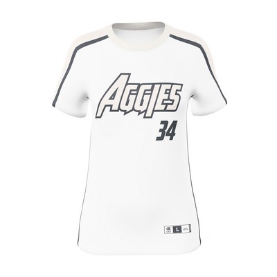 Women/Girls UPF 30 SS Pinhole Mesh Polyester Softball Crew Neck Shirt