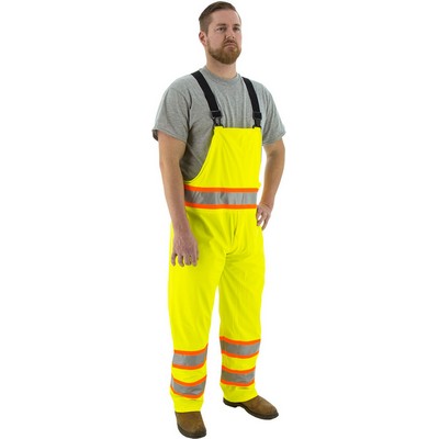 Majestic 75-7353 Hi-Viz Waterproof Rain Bib w DOT Striping, ANSI E