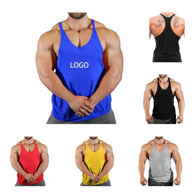Men's Fitness Gym Singlet Bodybuilding Stringers Sleeveless Y-Back Tank Top