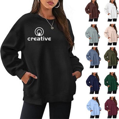 Winter Women Long Sleeve Crewneck Sweatshirts